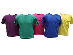 Kit 5 Camisetas 100% Algodão (Roxo, Verde Bandeira, Pink, Royal, Canario, M)