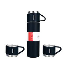 Qudai Garrafa térmica isolada 500L com 2 xícaras extras Caneca de viagem de café de aço inoxidável à prova de vazamento Copo de garrafa esportivo para bebidas quentes e frias