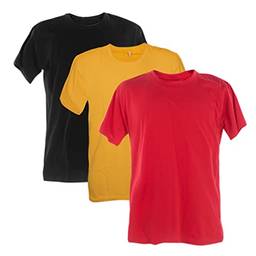 Kit 3 Camisetas Poliester 30.1 (Preto, Amarelo Ouro, Vermelho, GG)