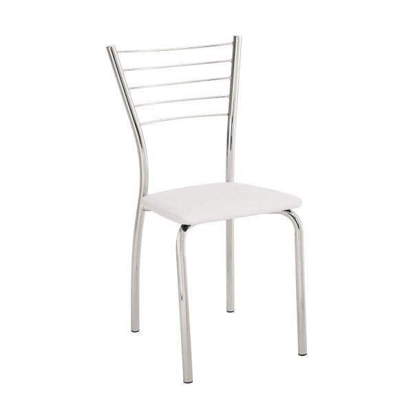 Cadeira para Cozinha Assento Estofado 428 Unimóvel Cromado/branco