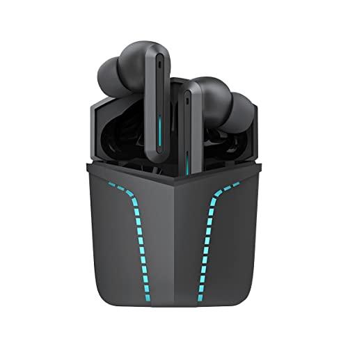 Fone de ouvido Bluetooth 5.1 In-ear sem fio Gamer WB Sentinel TWS Preto com luzes de LED, modo jogo, som 360° e Super Bass, 20 horas de bateria, proteção IPX4 e controle sensível ao toque
