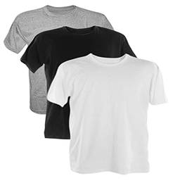 Kit 3 Camisetas PLUS SIZE 100% Algodão (Mescla, Preto, Branco, XGG)