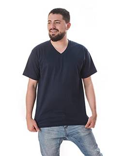 Camiseta Gola V 100% Algodão (Azul Marinho, M)