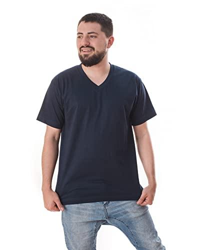 Camiseta Gola V 100% Algodão (Azul Marinho, G)