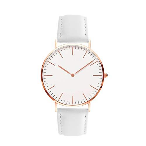 Tomshin Relógio masculino feminino fashion ultrafino simples relógio de pulso casual minimalista com pulseira de couro