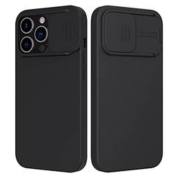 Nillkin Capa compatível com iPhone 13 Pro com capa de câmera deslizante, capa de silicone líquido sedoso CamShield com proteção de lente de câmera, capa de proteção total à prova de choque, 15,5 cm, preta