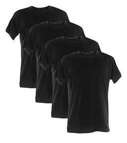 Kit 4 Camisetas 100% Algodão 30.1 Penteadas (Preta, P)