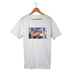 Camiseta Unissex Naruto Kakashi Sharingan Anime Geek 100% Algodão (Branco, GG)