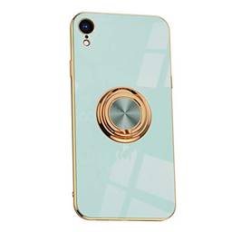 SHUNDA Capa para iPhone XR, capa ultrafina de silicone macio TPU com absorção de choque, capa com suporte magnético para iPhone XR 6,1 polegadas - azul claro
