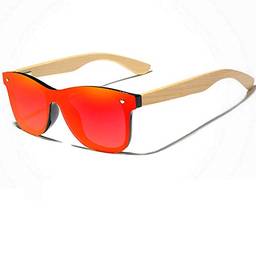 Óculos de Sol Masculino Artesanal Bambu Kingseven Proteção Polarizados UV400 Espelho (C6)