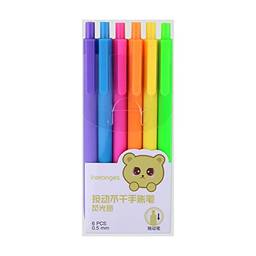 Homesen Conjunto de 6 canetas de tinta colorida Canetas de desenho retráteis Caneta de ponta de fibra fina de 0,5 mm Chumbo de secagem rápida para escrever no diário Anotações Colorir Escritório Escol