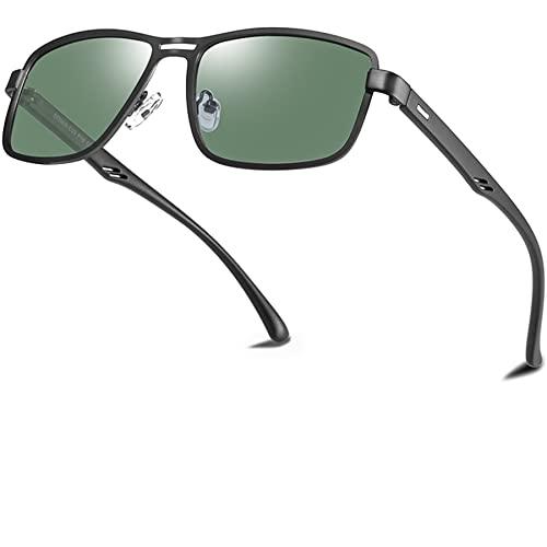 Óculos de Sol Quadrado Polarizado Masculino com Proteção UV Joopin Óculos Clássico para Homens (Armação Preta Fosca / Lentes G15)
