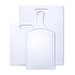 Farberware Tábua de corte de plástico, conjunto de 3 com pá, branco