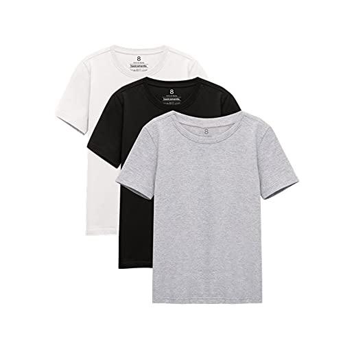 Kit 3 Camisetas Gola C Unissex; basicamente; Branco/Preto/Mescla Claro 16