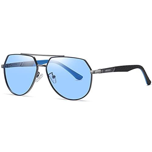 Óculos de Sol Polarizados Masculinos Joopin Grande Armação Metal Óculos de Sol para Homens Metálicos Duplos Motorista de Perna de Mola Dirigindo Óculos, Proteção UV400 (Azul-oceano)