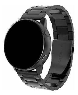 Pulseira compatível com Samsung Galaxy Watch 4 40 mm / 44 mm e Classic 42 mm / 46 mm / Galaxy Watch 3 41 mm / Galaxy Watch 42 mm, 20 mm Aço inoxidável (Preto)