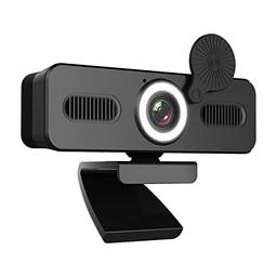 Henniu Webcam 1080P Webcam de computador com microfone USB PC Web Camera Grande angular de 120 graus com luz de preenchimento Drive livre para gravação de chamadas Conferência de jogos Compatível com