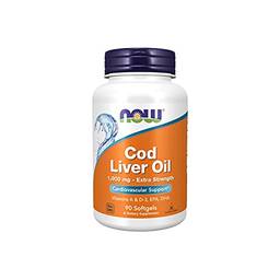 Óleo de fígado de bacalhau, Cod Liver, NOW Foods, 1000 mg, 90 softgels