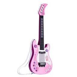 Strachey Guitarra infantil com luzes e sons divertidos Instrumentos musicais educacionais Brinquedo de guitarra elétrica para crianças Crianças Meninos e Meninas rosa