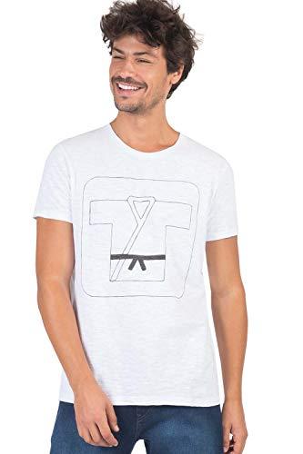 Camiseta Gola Olímpica Estampa Filigrama Fit Sem Costura, P, Branco