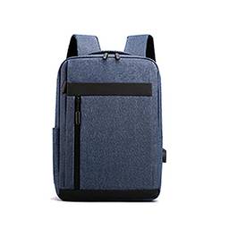 Mochila masculina multifuncional impermeável para laptop de negócios, mochila de nylon com carregamento USB, Azul, 29x10x41cm