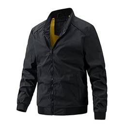 SevenDwarf casaco masculino Jaqueta cJaqueta corta-vento masculina de manga comprida com zíper e gola lisa de beisebol