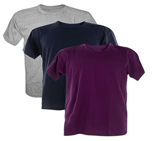 Kit 3 Camisetas PLUS SIZE 100% Algodão (Mescla, Marinho, Roxo, XGG)