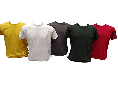 Kit 5 Camisetas 100% Algodão (Ouro, Branco,Chumbo,Musgo,Vermelho, GG)