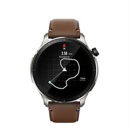 Amazfit GTR 4 Smart Watch for Men Android iPhone, GPS de banda dupla, Alexa Built-in, chamadas Bluetooth, mais de 150 modos esportivos, Monitor de oxigênio de freqüência cardíaca, 1,43" AMOLED Display (couro marrom)
