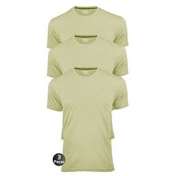 Kit 3 Camisetas Masculinas Básica Lisa Slim Algodão 30.1 Premium Cor:Amarelo:Amarelo:Amarelo;Tamanho:P