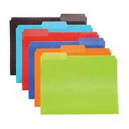 Oxford Pasta de arquivo de poliéster, pacote com 24 pastas de arquivo de plástico, abas de corte 1/3, para papéis de tamanho carta, azul, vermelho, laranja, azul claro, verde, preto (52004)