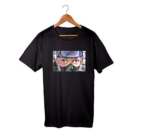Camiseta Unissex Naruto Kakashi Sharingan Anime Geek 100% Algodão (Preto, M)