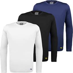 Kit 3 Camisas Térmicas Masculinas Proteção UV NovaStreet (M, Branco, Preto e Azul Marinho)