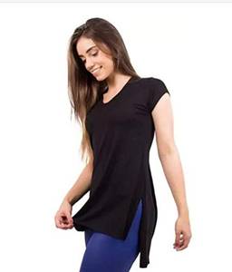 Blusa Feminina Sobre Legging Longa Tapa Bumbum Fitness Liso Camisa (P, preto)