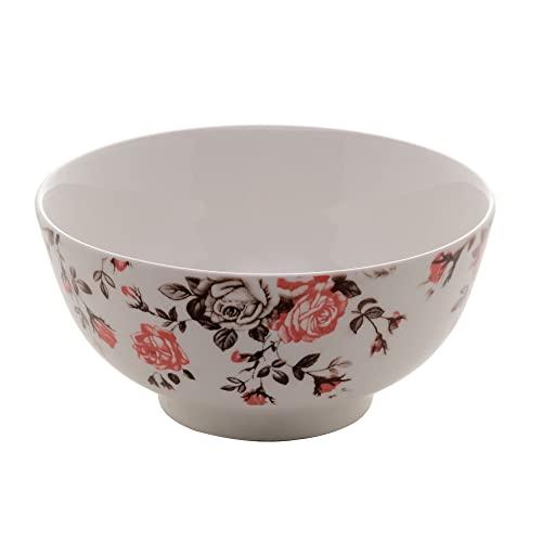 LYOR Garden Tigela Bowl de Porcelana, Branco/Vermelho/Preto, 12 x 6.5 cm