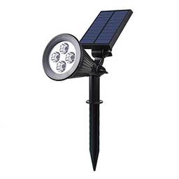 Strachey Solares Para Paisagens Externas,Refletor solar para jardim à prova d'água 4 LEDs 2 em 1 solares embutidos no solo e lâmpadas de parede LED com ângulo ajustável Luz de iluminação decorativa