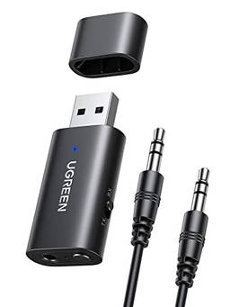 UGREEN Receptor transmissor Bluetooth 5.1 2 em 1 adaptador USB sem fio Bluetooth microfone embutido 3,5 mm áudio bluetooth dongle driver grátis para TV, estéreo doméstico, estéreo de carro, fones de ouvido, alto-falantes, PC