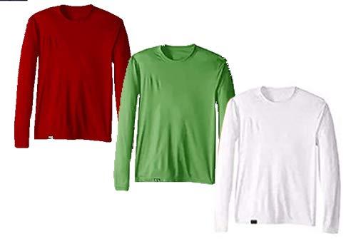 Kit com 3 Camisetas Proteção Solar Uv 50 Ice Tecido Gelado – Slim Fitness – Branco - Verde - Vinho – GG