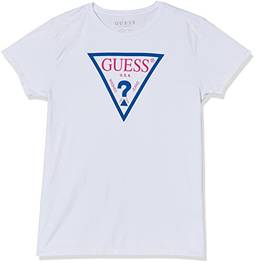 T-Shirt Triangulo Colorido, Guess, Feminino, Branco Com Silk Verde, M