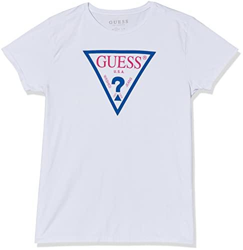 T-Shirt Triangulo Colorido, Guess, Feminino, Branco Com Silk Verde, M