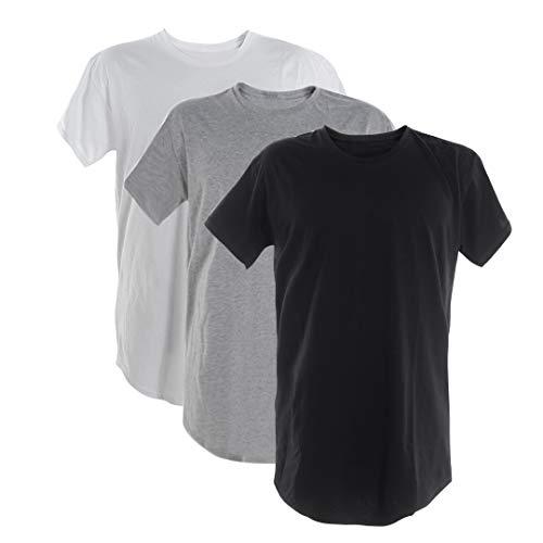 Kit 3 Camisetas Long (Preto,Branco, Cinza Mescla, G)