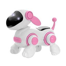 Robô Cachorro Brinquedo Com Face Digital Movimento Luz LED E Música Estimula Coordenação Motora Cores Verde, Rosa E Azul LINHA PREMIUM SYANG (ROSA)