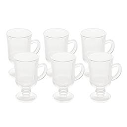 Conjunto 6 Taças para Cappuccino com Alça e Pé de Vidro Lyor Transparente 114Ml