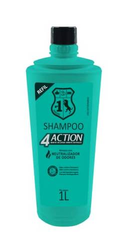 Shampoo de Pêlos Para Cães e Gatos, Refil, Sanol Dog 4Action, 1 Litro, Verde