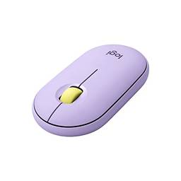 Mouse sem fio Logitech Pebble M350 com Clique Silencioso, Design Slim Ambidestro, Conexão USB ou Bluetooth e Pilha Inclusa - Lilás Lemonade