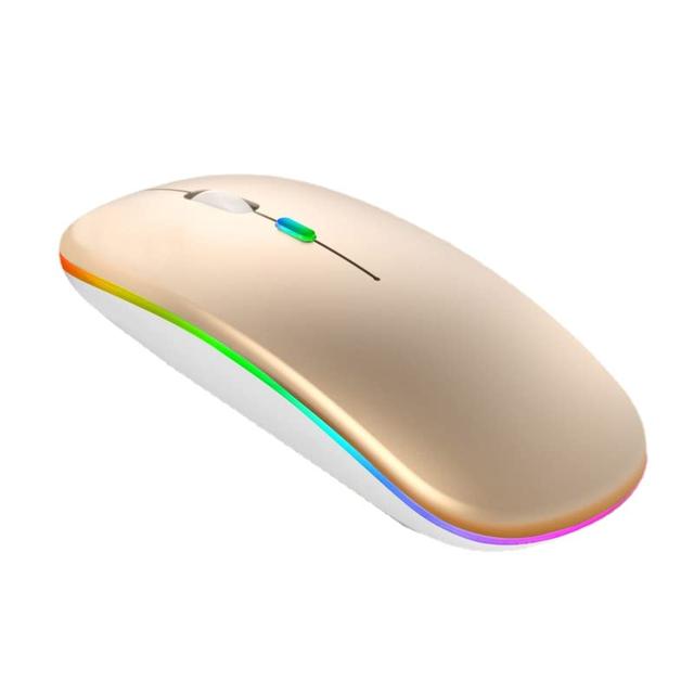 SZAMBIT Bluetooth sem fio com USB recarregável RGB Mouse BT5.2 para laptop PC Macbook Gaming Mouse 2.4GHz 1600DPI (Ouro local)