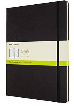 Moleskine Caderno clássico, capa dura, 21,5 cm x 28 cm), liso/branco, preto, 192 páginas