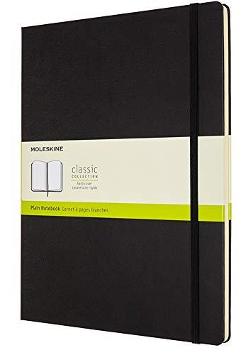 Moleskine Caderno clássico, capa dura, 21,5 cm x 28 cm), liso/branco, preto, 192 páginas