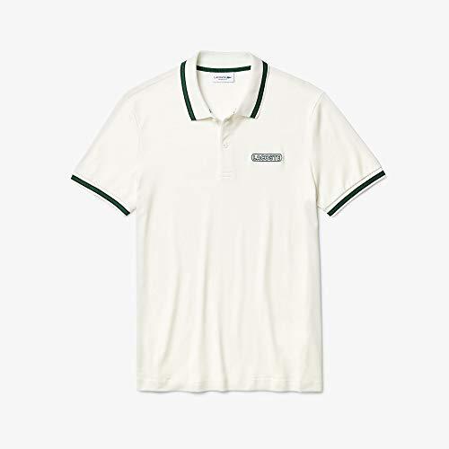 Camisa polo Slim Fit em Petit Piquet Stretch, Lacoste, Masculino, Cinza/Verde, M