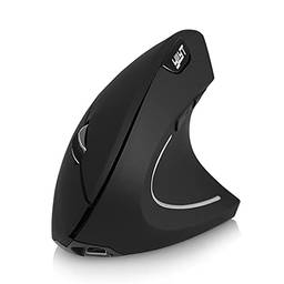 Mouse Recarregável 2.4G sem fio recarregável vertical mouse ergonômico vertical mouse mouse óptico 3 níveis de DPI ajustáveis/plug & play preto